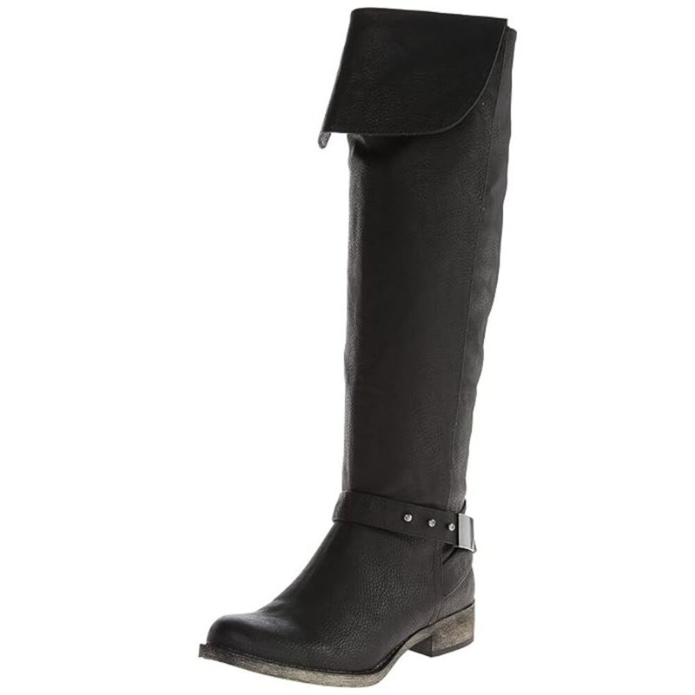 Rocket Dog Womens size 8.5 Cowellhy Motorcycle Boot Edgy Western Knee High Black